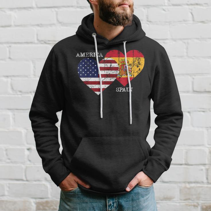 Spain Usa Flag HeartFor Spanish Americans Hoodie Gifts for Him