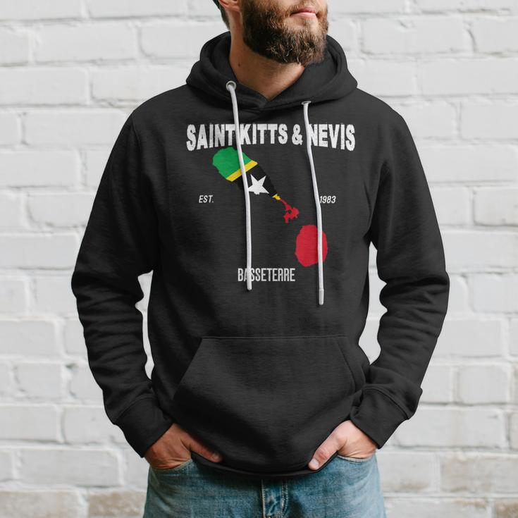 St Kitts & Nevis Flag Map Kittitian Nevisian National Day Hoodie Gifts for Him