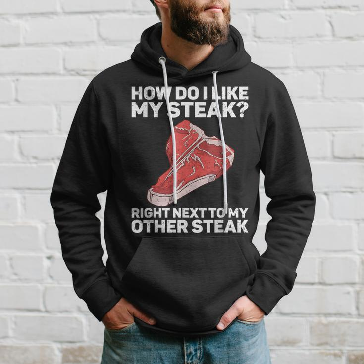How Do I Like My Steak Raw Steak Meat Food Beef Cow Grilling Hoodie Gifts for Him