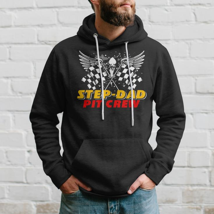 Step-Dad Pit Crew Race Car Birthday Party Matching Family Hoodie Gifts for Him