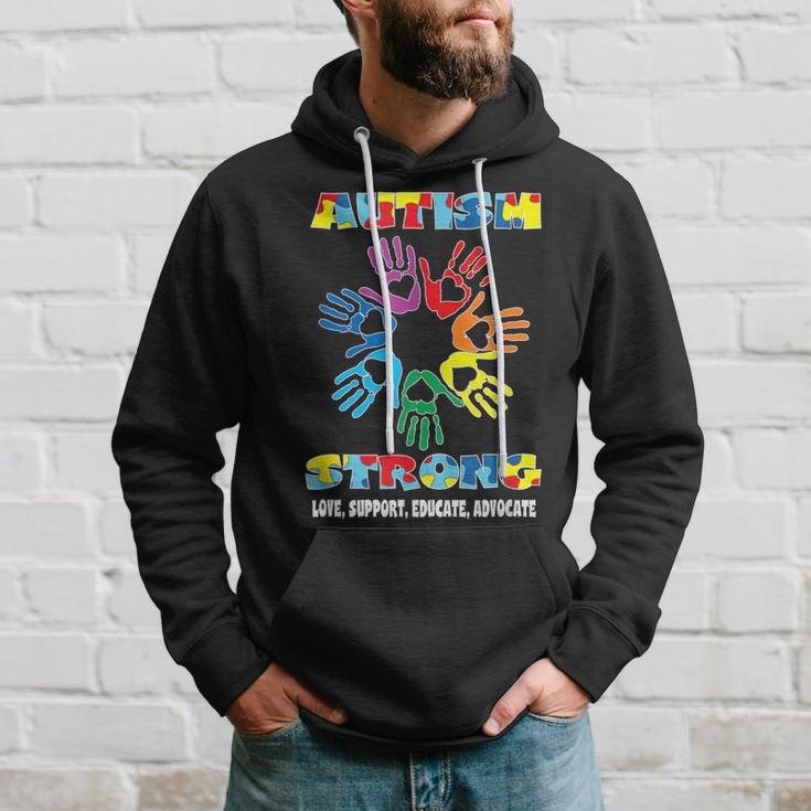 Strong Love Support Advocate Puzzle Ribbon Cool Autism Hoodie Gifts for Him