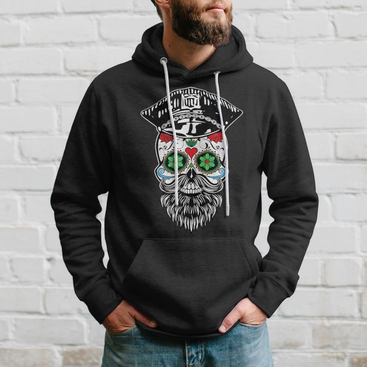 Sugar Skull Gay Daddy Bear & Biker Hat Leather Sugar Skull Hoodie Gifts for Him