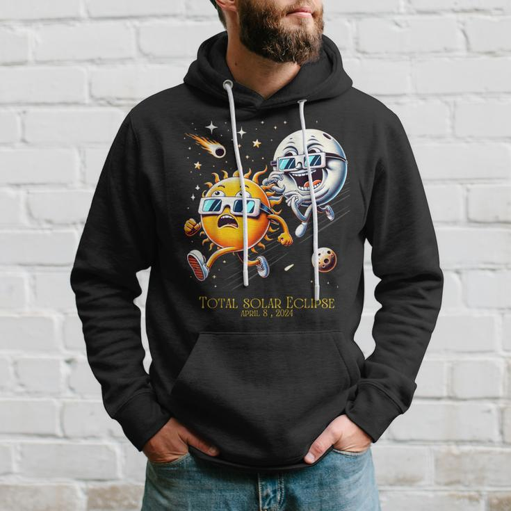 Sun Flees Moon Eclipse Chase Total Solar Eclipse 8-4-2024 Hoodie Gifts for Him