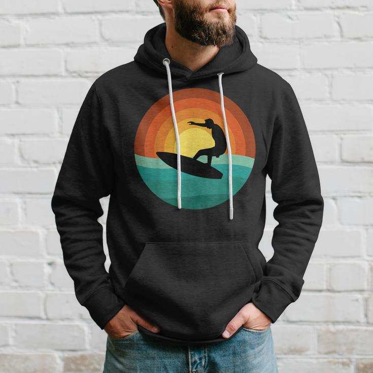 Sunset Surfing Silhouette Retro Wave Rider Hoodie Gifts for Him