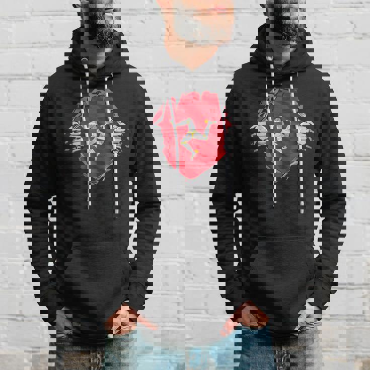 Super Manx Heritage Proud Isle Of Man Roots Flag Hoodie Geschenke für Ihn