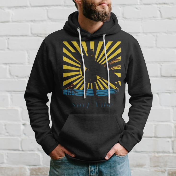 Surf Vibe Surfer Surf Board Mens Boys Surfing Hoodie Gifts for Him