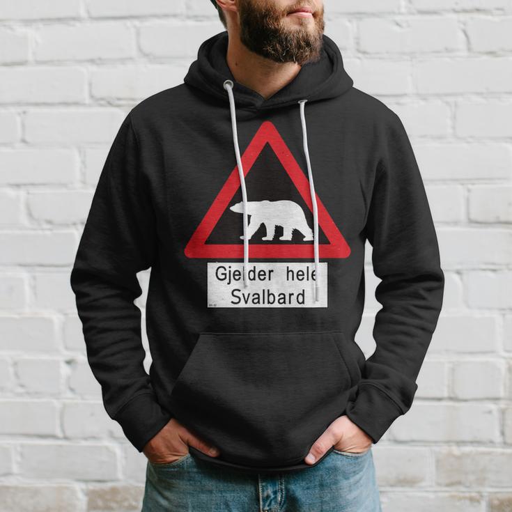 Svalbard Polar Bear Sign Gjelder Hele Spitsbergen Norway Hoodie Geschenke für Ihn