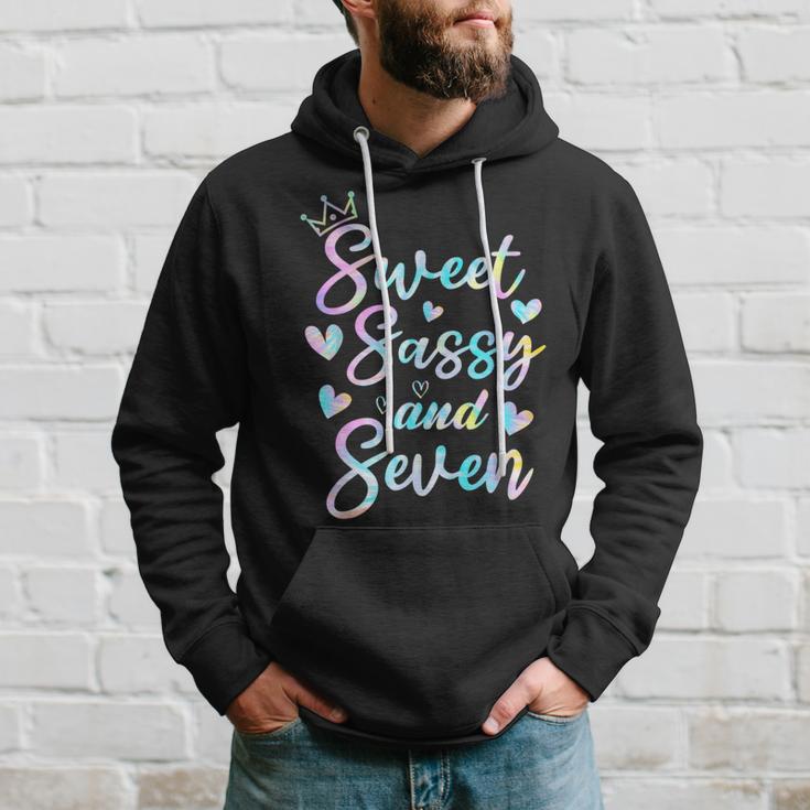 Sweet Sassy And Seven 7Th Birthday 7 Years Old Princess Girl Hoodie Gifts for Him