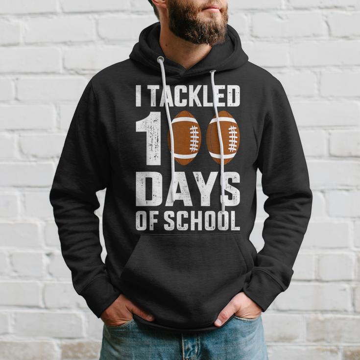 I Tackled 100 Days School 100Th Day Football Student Teacher Hoodie Gifts for Him