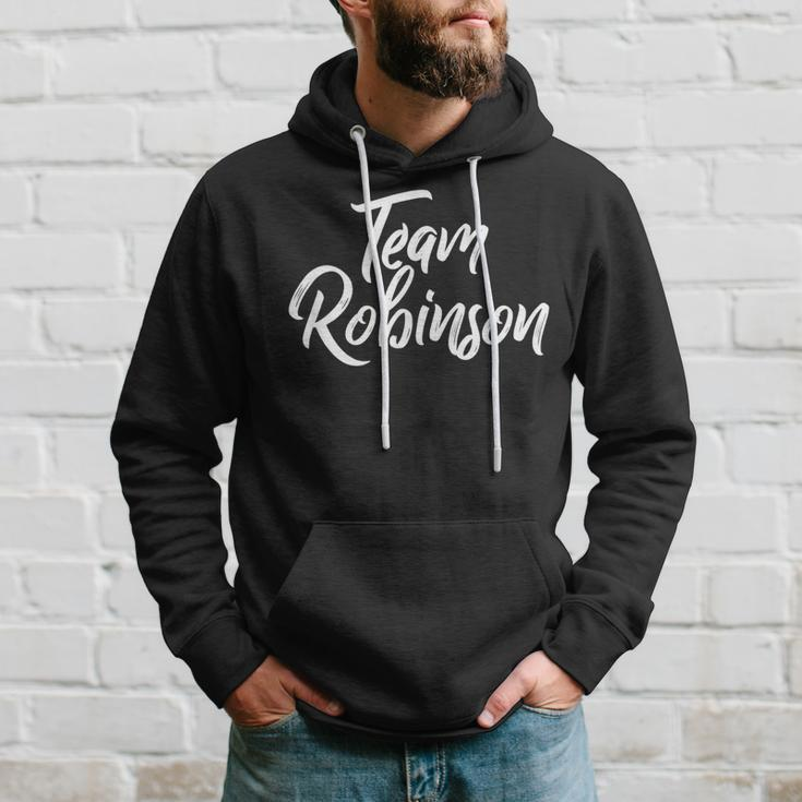 Team Robinson Last Name Of Robinson Family Brush Style Hoodie Gifts for Him