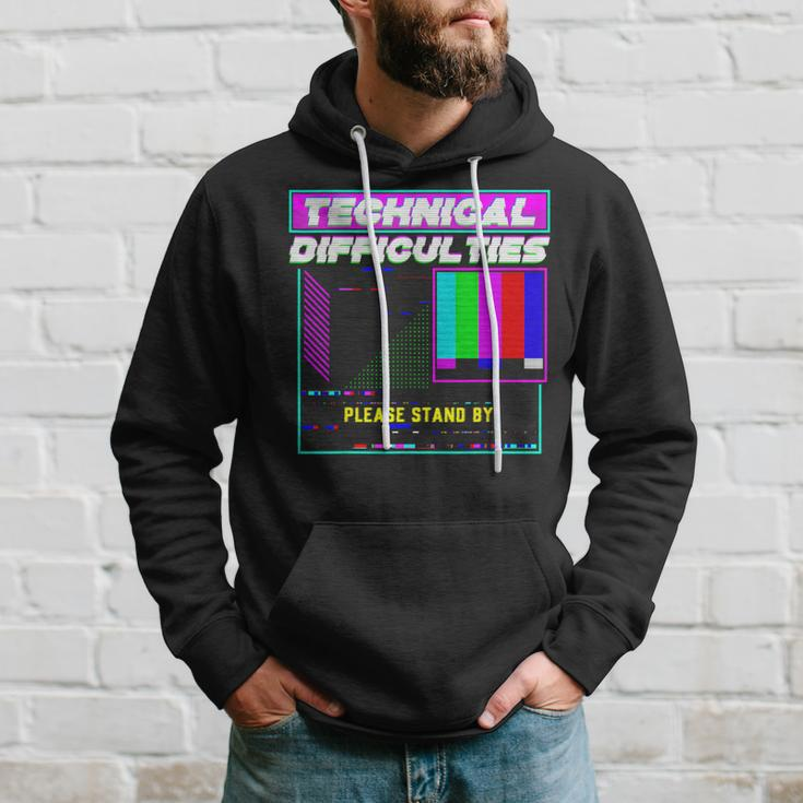 Technical Difficulties Glitch Tech Vaporwave Retro Tv Techie Hoodie Gifts for Him