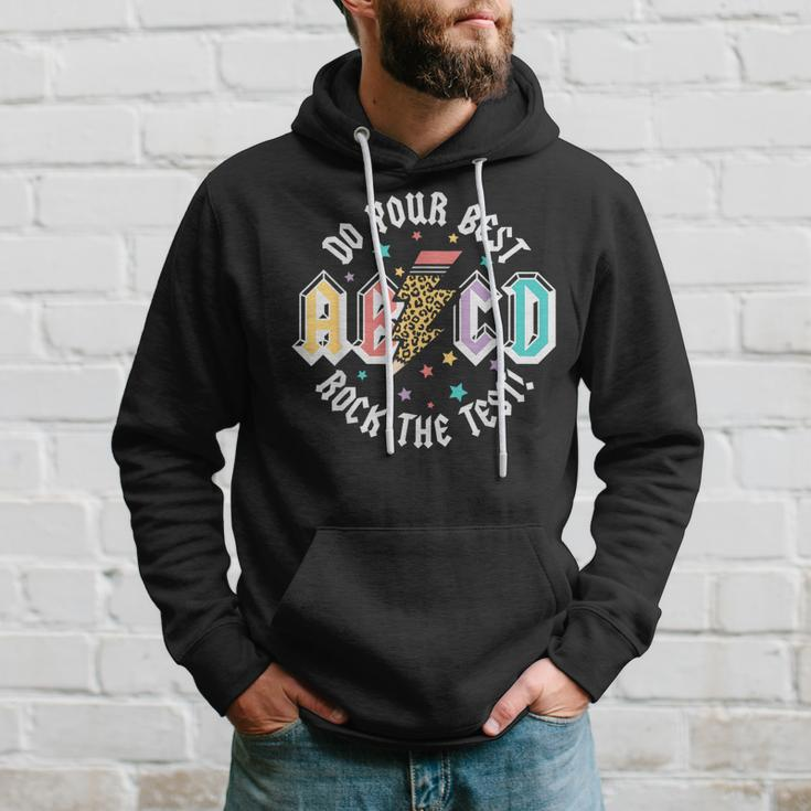 Test Day Teachers Boys Girls Abcd Rock The Test Testing Day Hoodie Gifts for Him