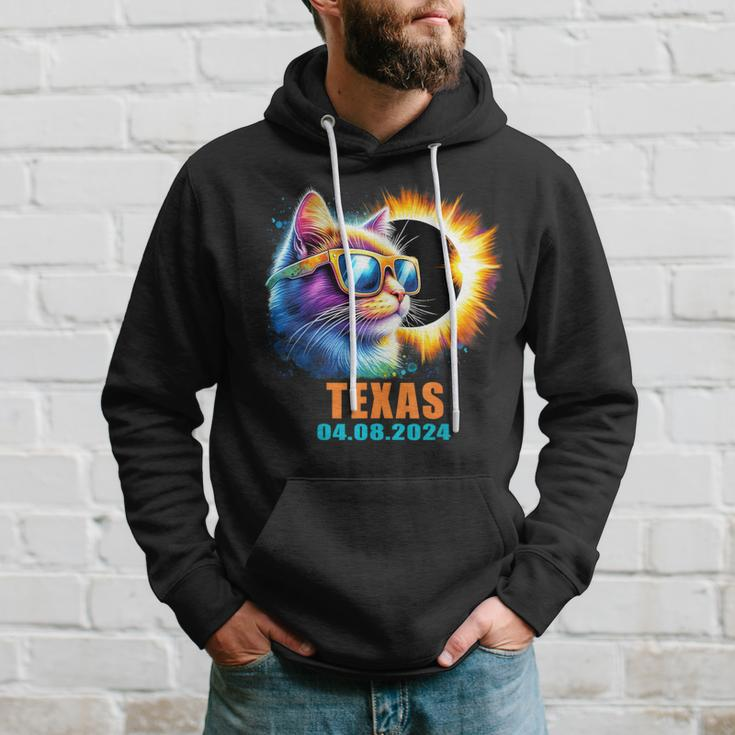 Texas Total Solar Eclipse 2024 Cat Solar Eclipse Glasses Hoodie Gifts for Him