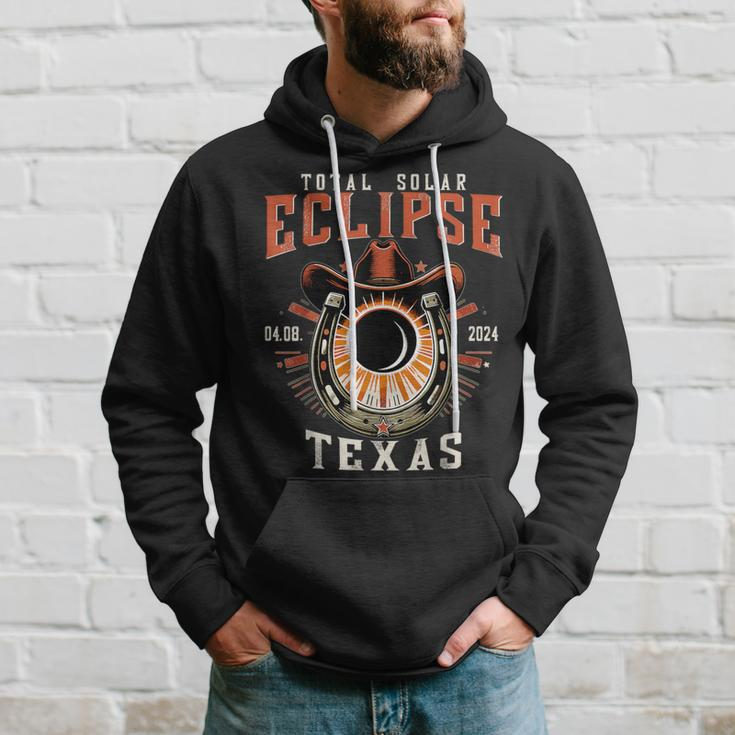 Texas Total Solar Eclipse April 8 2024 Totality Cowboy Hoodie Gifts for Him