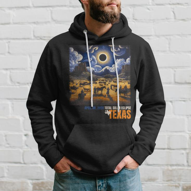 Texas Total Solar Eclipse Retro April 8 2024 Astronomy Hoodie Gifts for Him