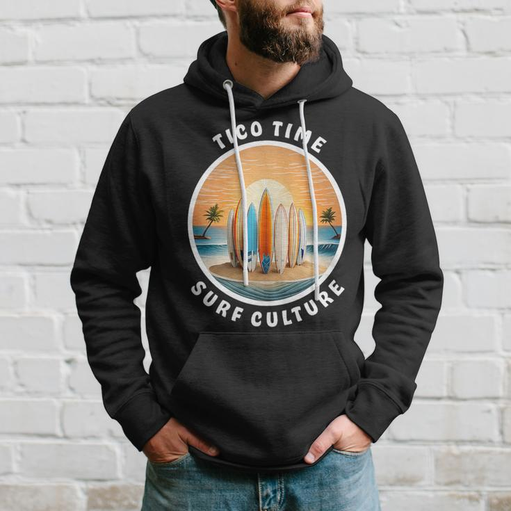 Tico Time Surf Culture Costa Rican Surfboard Vibe Hoodie Gifts for Him