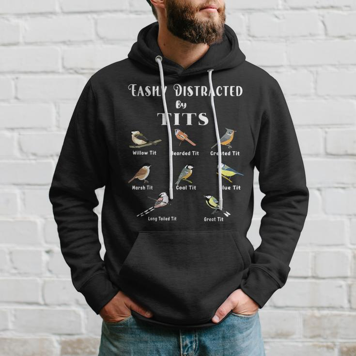 Tit Birds Easily Distracted By British Tits Birds Bird Puns Hoodie Gifts for Him