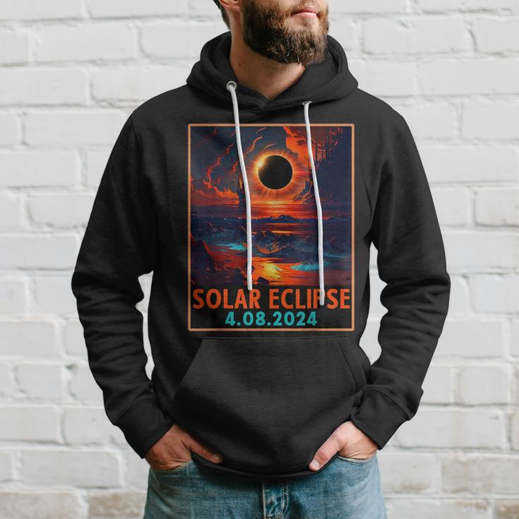 Total Solar Eclipse 04082024 Space Retro Vintage Hoodie Gifts for Him