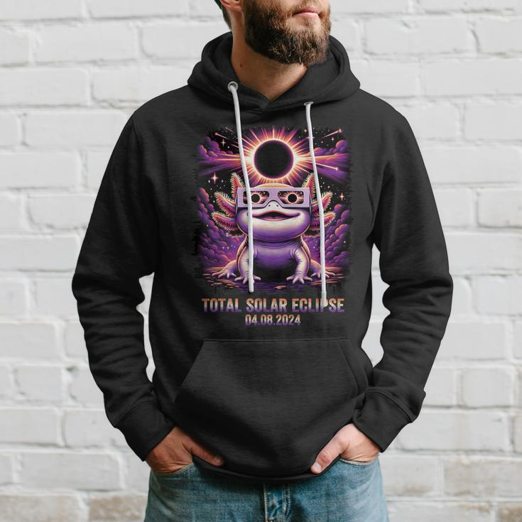 Total Solar Eclipse 2024 Axolotl Wearing Glasses Astronomy Hoodie Gifts for Him