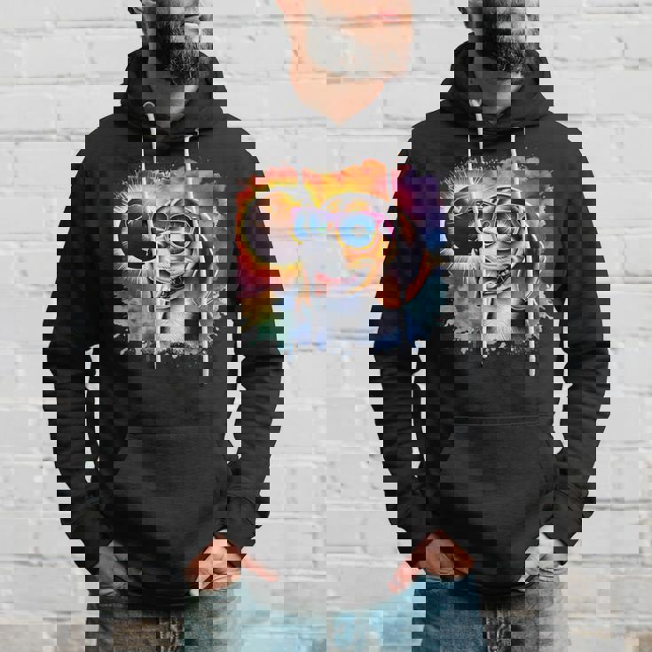 Total Solar Eclipse 2024 Colorful Beagle Dog Wearing Glasses Hoodie Gifts for Him