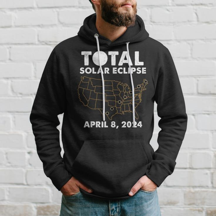 Total Solar Eclipse 2024 Party America Totality Usa Map Hoodie Gifts for Him