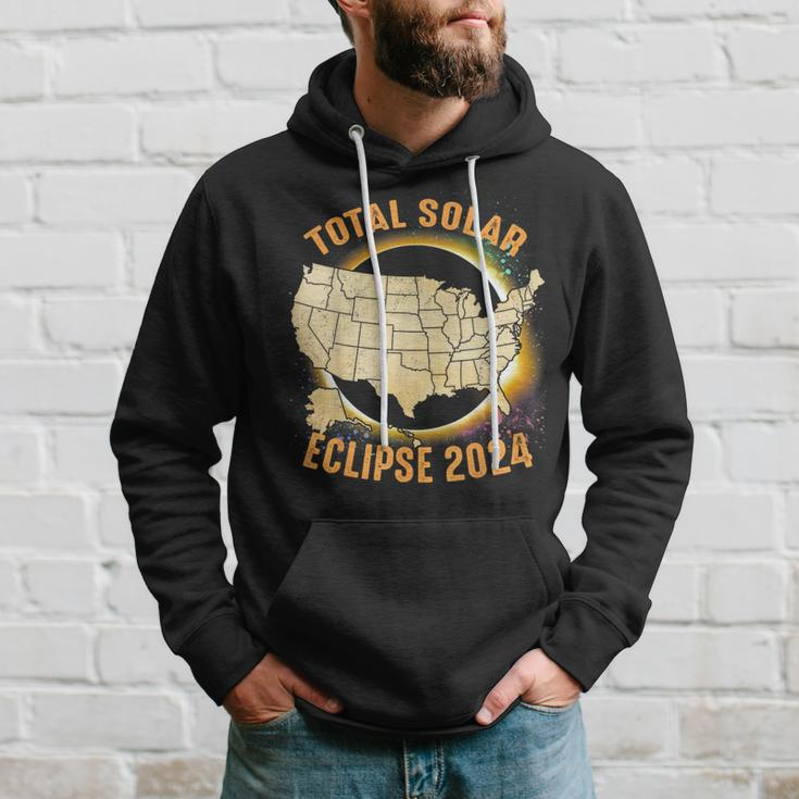 Total Solar Eclipse 2024 Totality Us Map Colorful Hoodie Gifts for Him