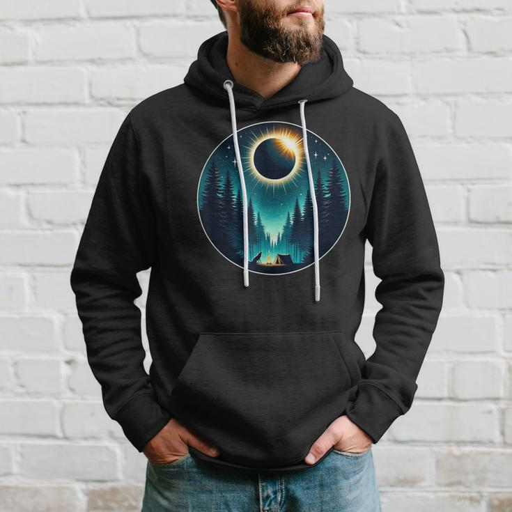Total Solar Eclipse Apirl 08 2024 With Wolf Graphic Hoodie Gifts for Him