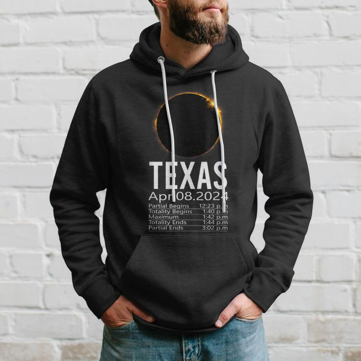 Total Solar Eclipse Apr 8 2024 Totality Texas Schedule Time Hoodie Gifts for Him