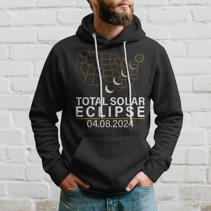 Total Solar Eclipse April 8 2024 America Usa Map Totality Hoodie Gifts for Him