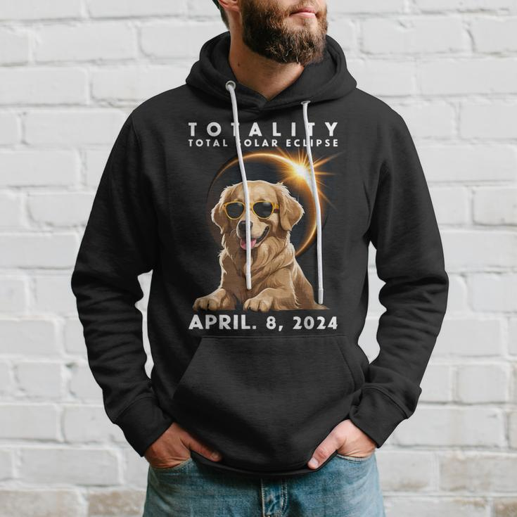 Total Solar Eclipse April 8 2024 Dog Golden Retriever Lover Hoodie Gifts for Him