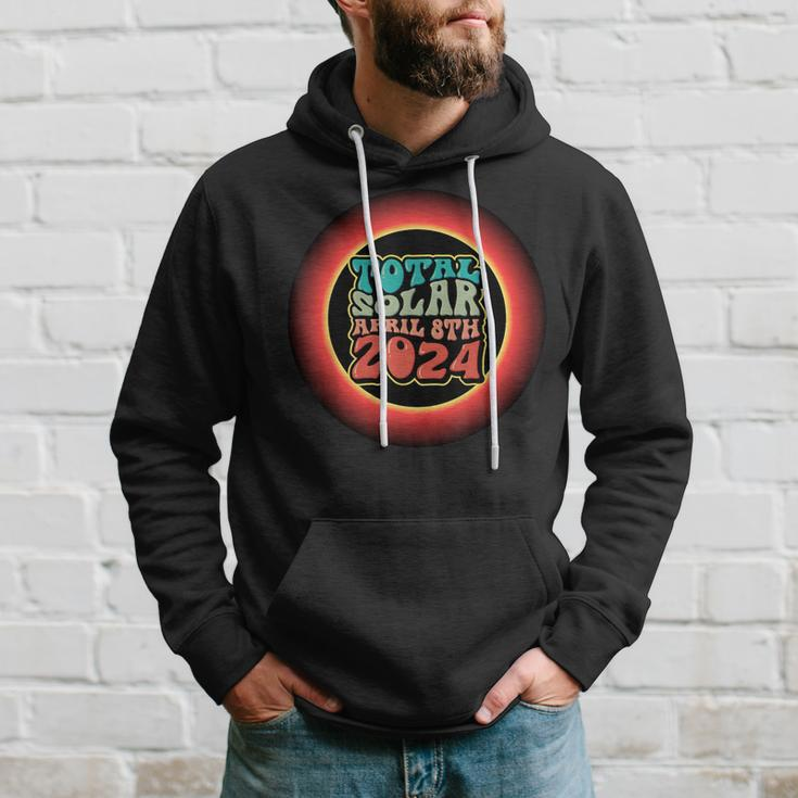 Total Solar Eclipse April 8 2024 Retro Vintage 70S Moon Sun Hoodie Gifts for Him