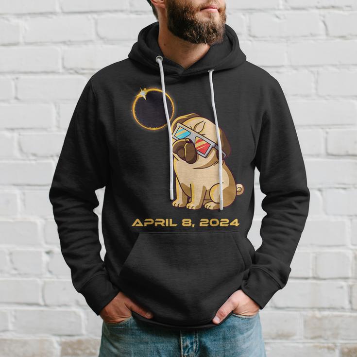 Total Solar Eclipse April 8 2024 Totality Dog Pug Hoodie Gifts for Him