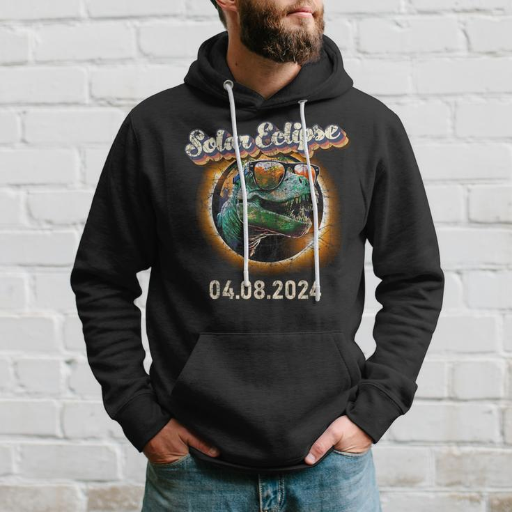 Total Solar Eclipse T-Rex April 8 2024 America Solar Eclipse Hoodie Gifts for Him