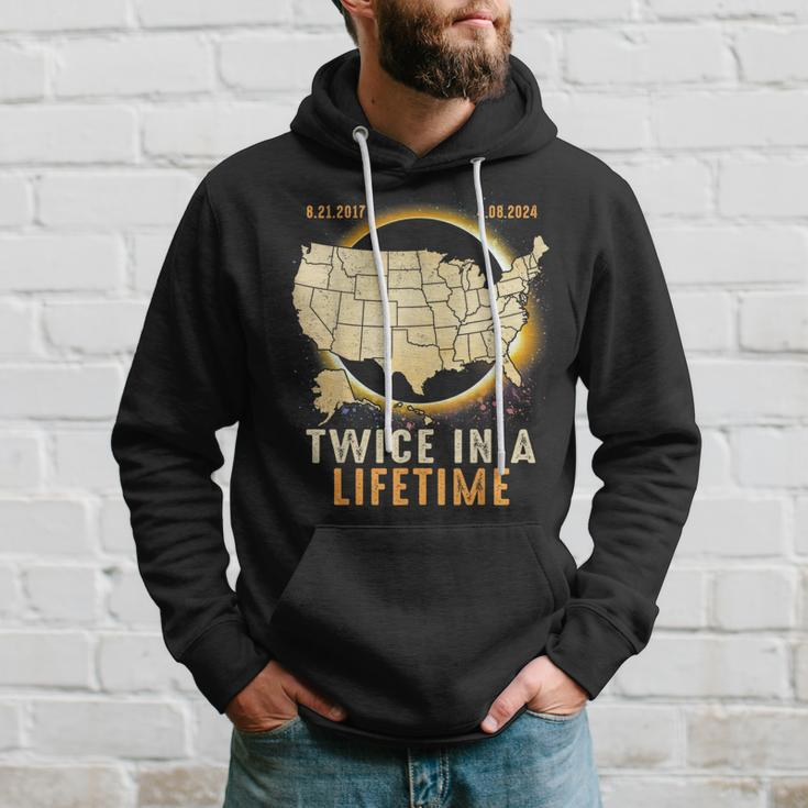 Total Solar Eclipse Twice In A Lifetime 2024 Usa Map Hoodie Gifts for Him