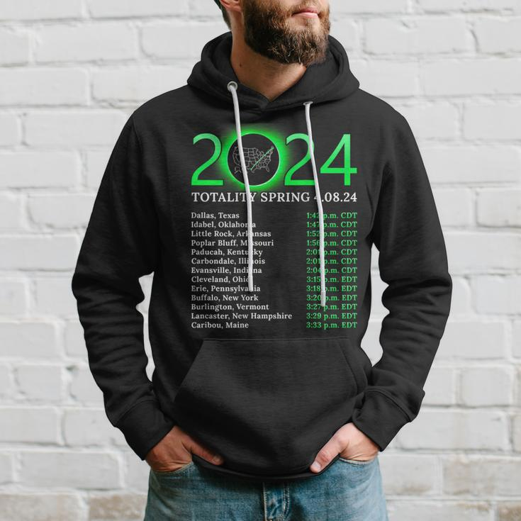 Totality Path 2024 American Total Eclipse Map On Back Hoodie Gifts for Him