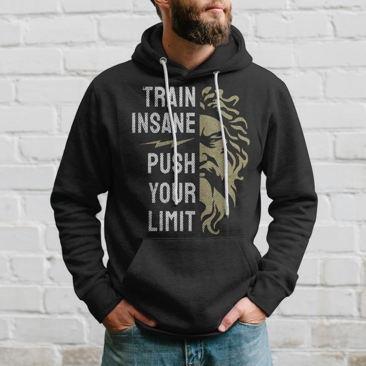 Train Insane Push Your Limit Spartan Workout Bodybuillding Hoodie Gifts for Him