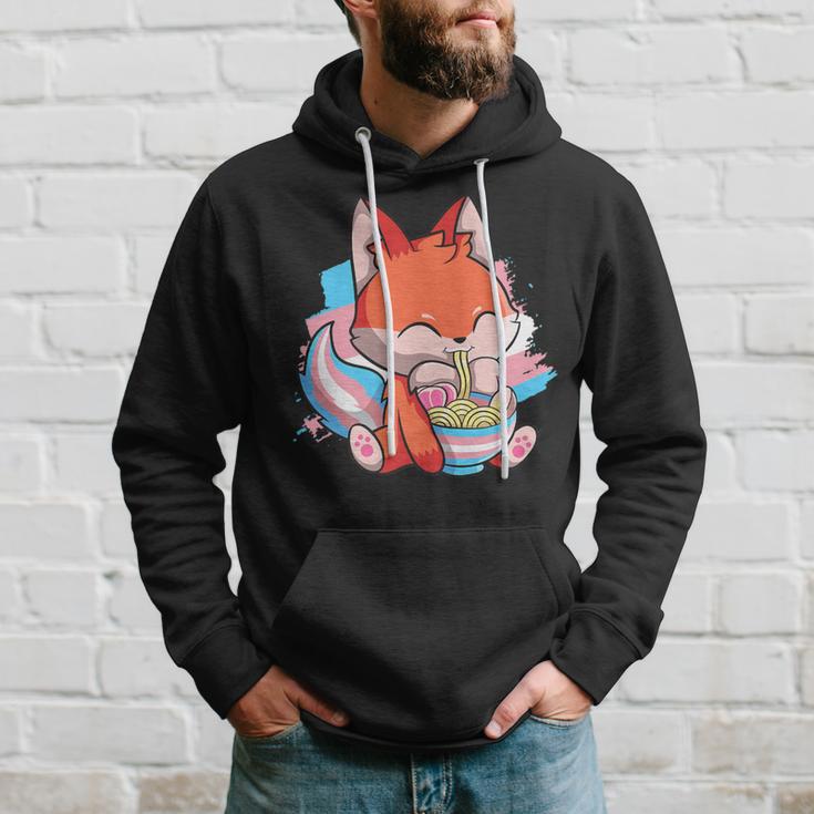 Transgender Pride Kawaii Fox Ramen Noodles Trans Flag Hoodie Gifts for Him