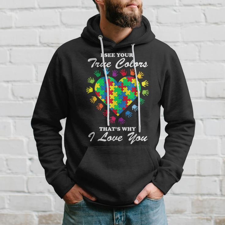 True Colors Heart Puzzle Cool Autism Awareness Hoodie Gifts for Him