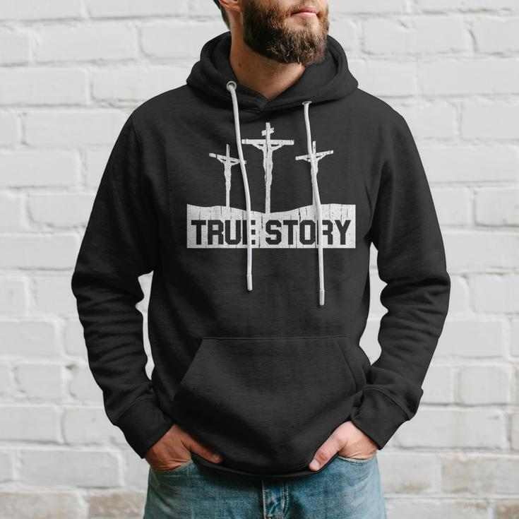 True Story Christmas Jesus On Cross Religious Christian Hoodie Gifts for Him