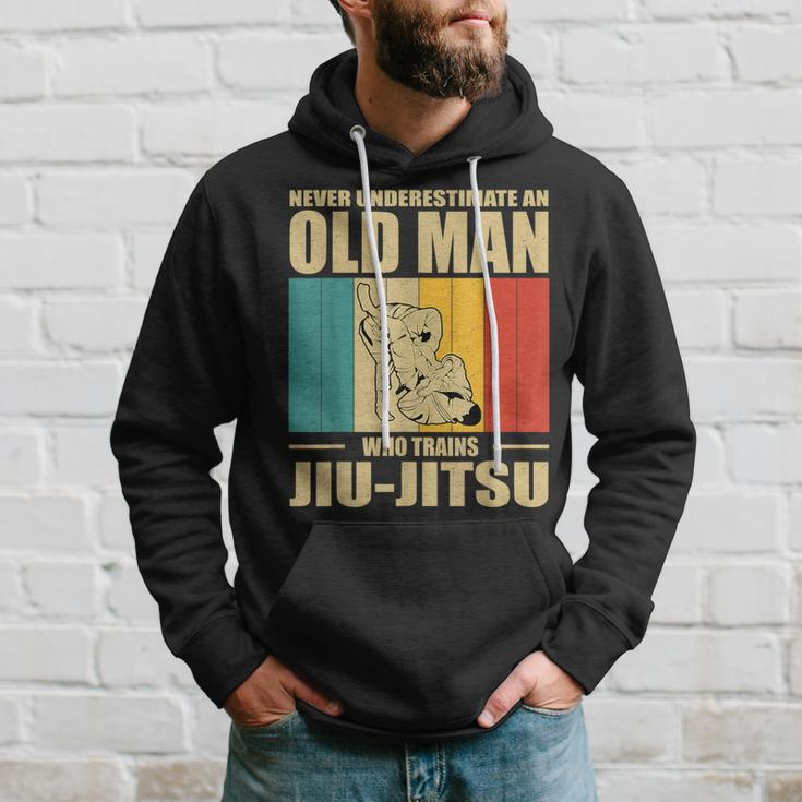 Never Underestimate An Old Man Bjj Brazilian Jiu Jitsu Sport Hoodie Gifts for Him