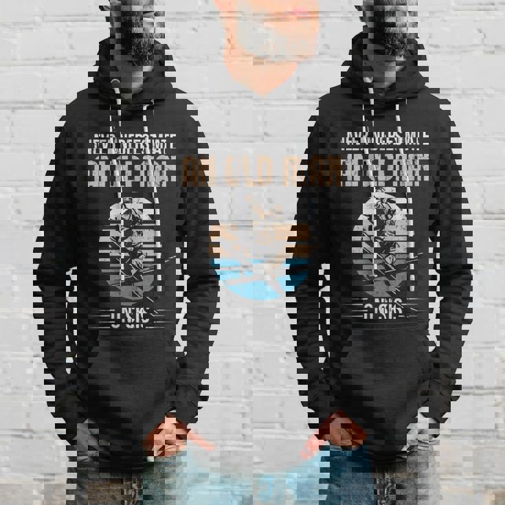 Never Underestimate An Old Man On Skis Old Man Ski Hoodie Gifts for Him
