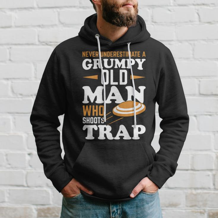 Never Underestimate Trap Shooting Old Man Hoodie Gifts for Him