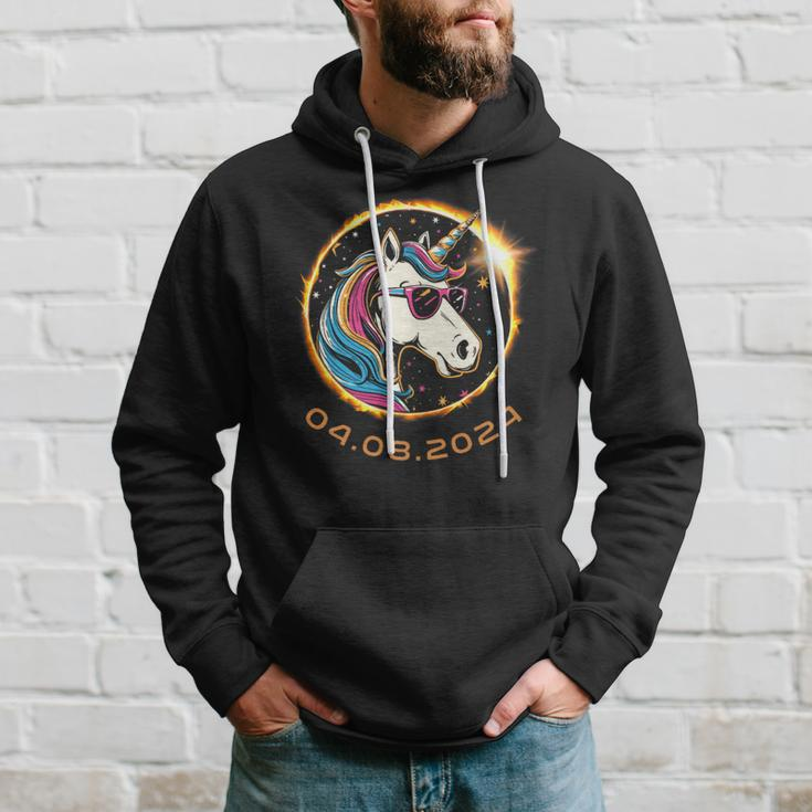 Unicorn With Sunglasses Total Solar Eclipse 2024 Hoodie Gifts for Him
