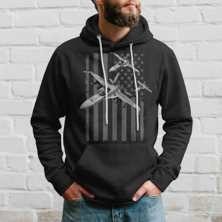Us Jet Fighter Jet Squadron Pilot American Flag Graphic Hoodie Gifts for Him