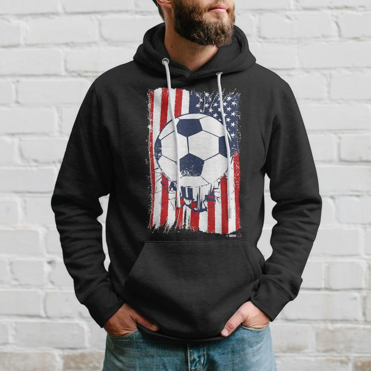 Us Soccerball Usa Flag Football Hoodie Gifts for Him