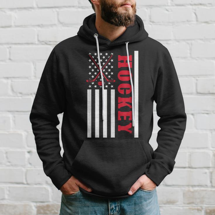 Usa Flag Patriotic American Pride Hockey Player Hockey Hoodie Gifts for Him