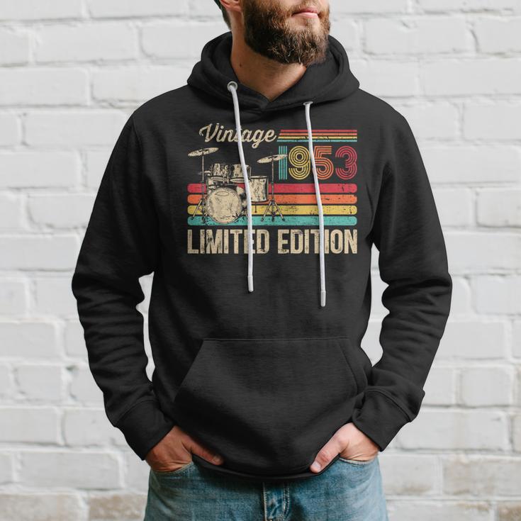 Vintage 1953 Drums Lovers 70Th Birthday Drummer Hoodie Gifts for Him