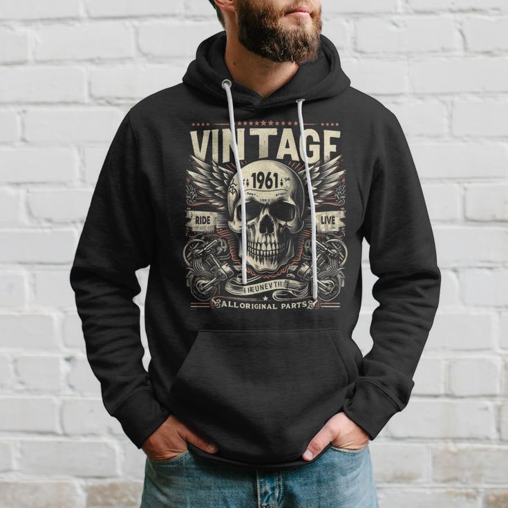 Vintage 1961 Geboren 1961 Geburtstag Totenkopf Biker Motorrad Hoodie Geschenke für Ihn