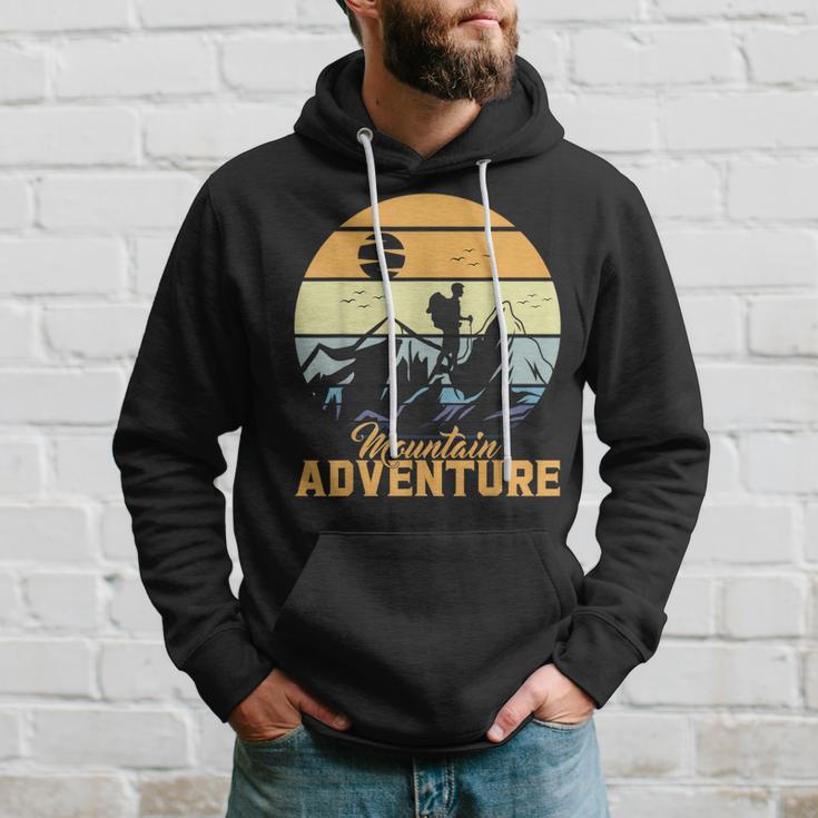 Vintage Adventure Awaits Explore The Mountains Camping Hoodie Gifts for Him