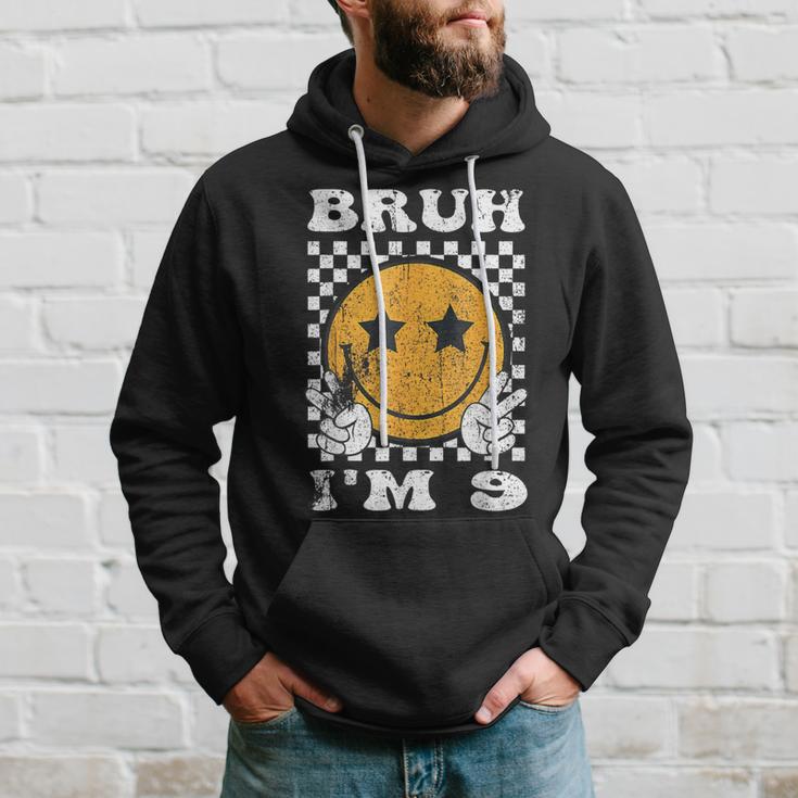 Vintage Bruh I'm 9 It's My 9Th Birthday 9 Year Old Birthday Hoodie Gifts for Him